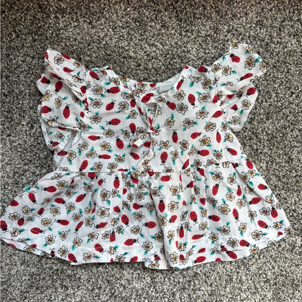 Basic Editions ladybug Print Peplum Blouse